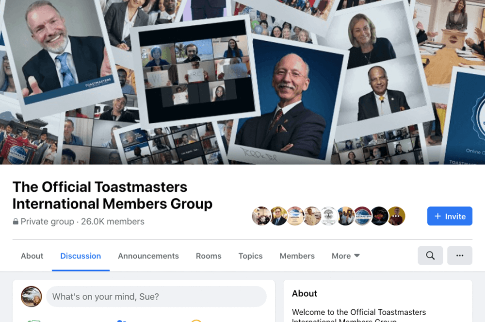 The Official Toastmasters International Members Group web page